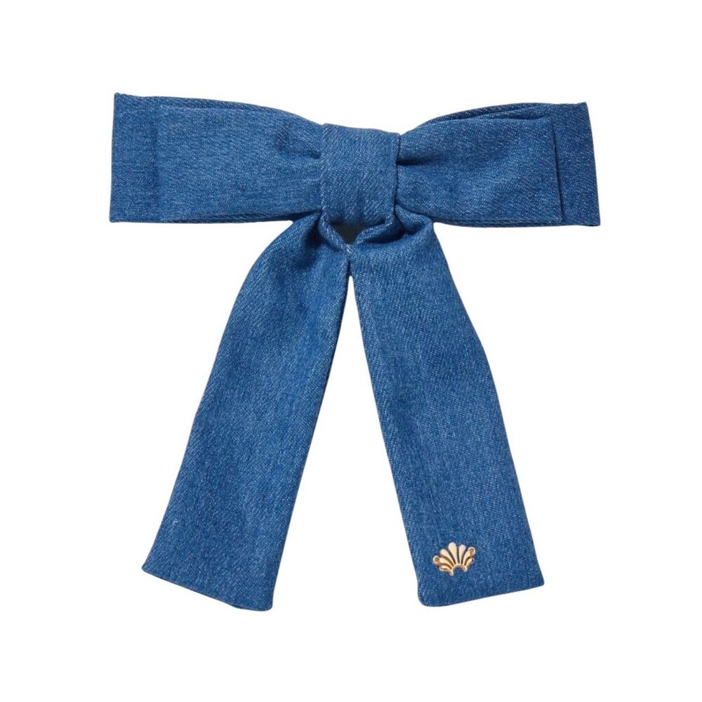 Lele Sadoughi LIGHT BLUE DENIM ANTOINETTE HAIR BOW BARRETTE/CLIP NWT Preppy